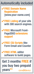 Free search engine registration with purchase of Web Hosting Services