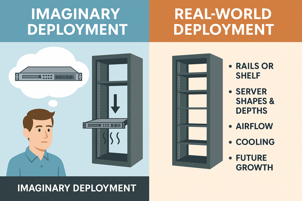 imaginary deployment vs real world deployment for 1U colocation 2U colocation