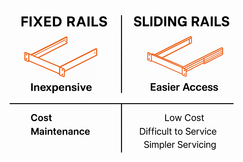 fixed rails vs sliding rails for server deployment