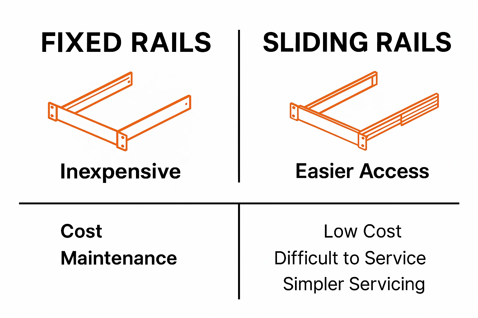 fixed rails vs sliding rails for server deployment